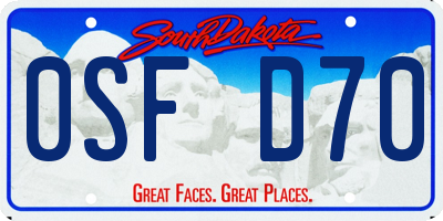 SD license plate 0SFD70