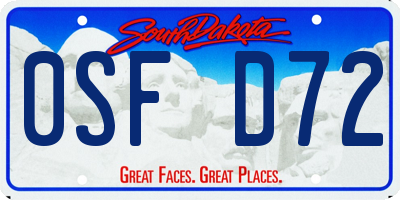 SD license plate 0SFD72