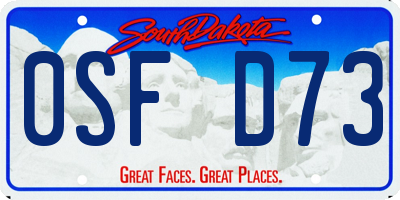 SD license plate 0SFD73
