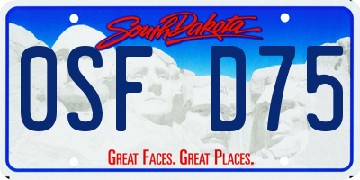 SD license plate 0SFD75