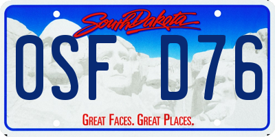 SD license plate 0SFD76
