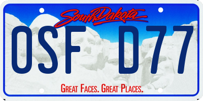 SD license plate 0SFD77