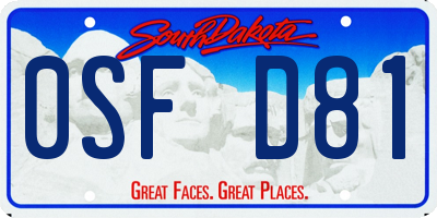 SD license plate 0SFD81