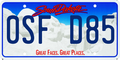 SD license plate 0SFD85