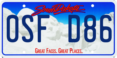 SD license plate 0SFD86