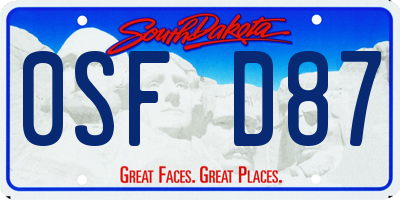 SD license plate 0SFD87