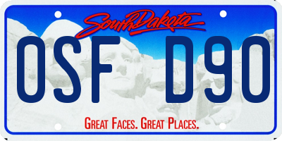 SD license plate 0SFD90