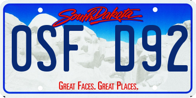 SD license plate 0SFD92