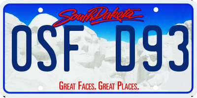 SD license plate 0SFD93