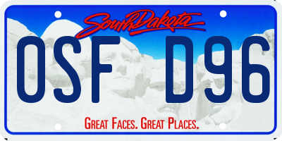 SD license plate 0SFD96