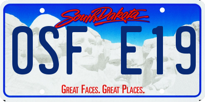 SD license plate 0SFE19
