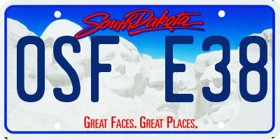 SD license plate 0SFE38