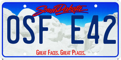 SD license plate 0SFE42