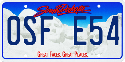 SD license plate 0SFE54