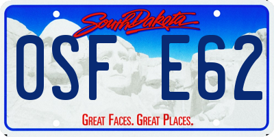 SD license plate 0SFE62
