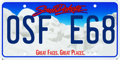 SD license plate 0SFE68