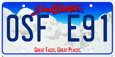 SD license plate 0SFE91