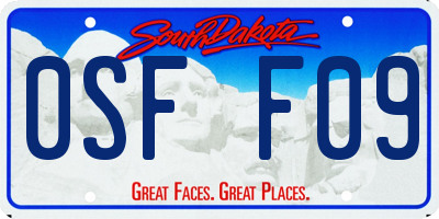 SD license plate 0SFF09