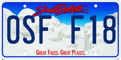 SD license plate 0SFF18
