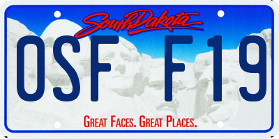 SD license plate 0SFF19