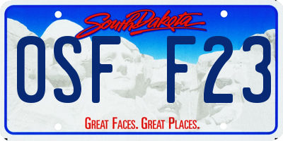 SD license plate 0SFF23