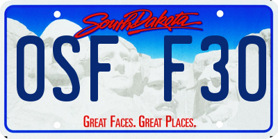 SD license plate 0SFF30