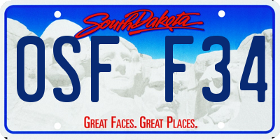 SD license plate 0SFF34