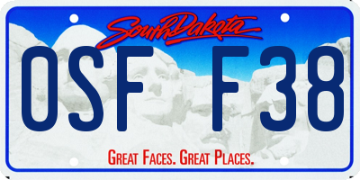 SD license plate 0SFF38
