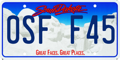SD license plate 0SFF45