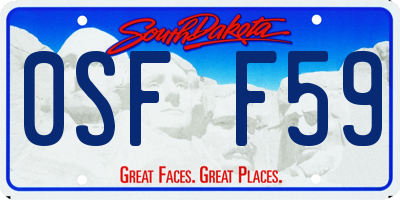 SD license plate 0SFF59