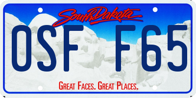SD license plate 0SFF65