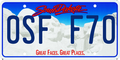 SD license plate 0SFF70