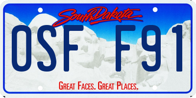 SD license plate 0SFF91