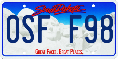 SD license plate 0SFF98