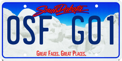 SD license plate 0SFG01