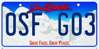 SD license plate 0SFG03