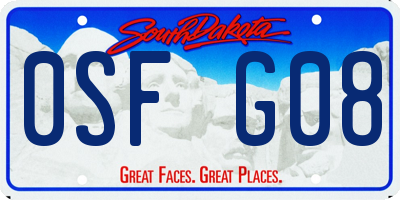 SD license plate 0SFG08