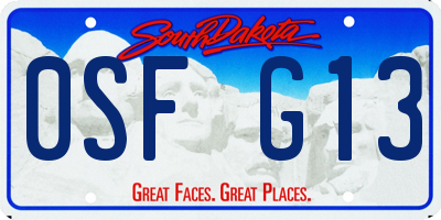 SD license plate 0SFG13