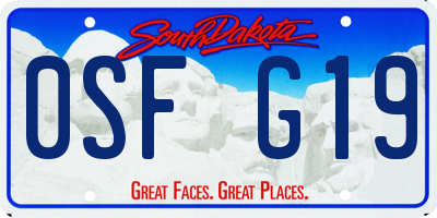 SD license plate 0SFG19