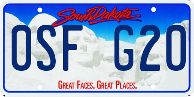 SD license plate 0SFG20