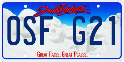 SD license plate 0SFG21