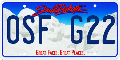 SD license plate 0SFG22