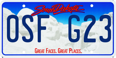 SD license plate 0SFG23