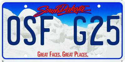 SD license plate 0SFG25
