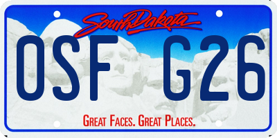 SD license plate 0SFG26