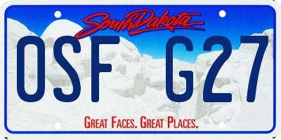 SD license plate 0SFG27