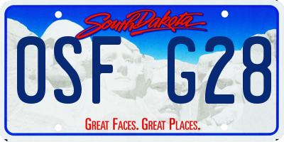 SD license plate 0SFG28