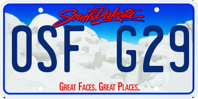 SD license plate 0SFG29