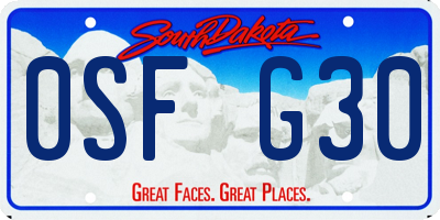 SD license plate 0SFG30