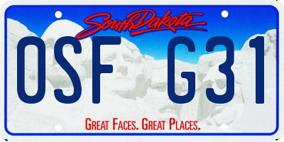 SD license plate 0SFG31